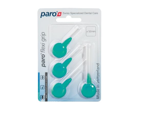 Міжзубні щітки paro® FLEXI-GRIP, середні, зелені, циліндричні (Ø щітки 5 мм, ДОО* 1.3 мм), 1уп. х 4 шт. | Зображення 1