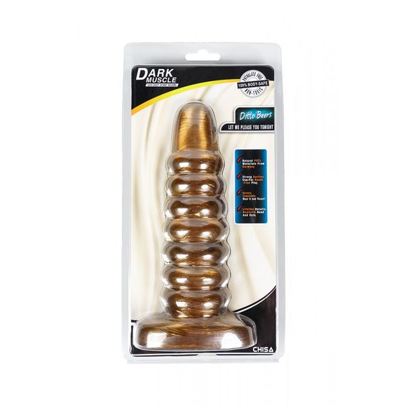 Велика анальна пробка ребриста Chisa Dark Muscle Gold, Золотистый | Зображення 2