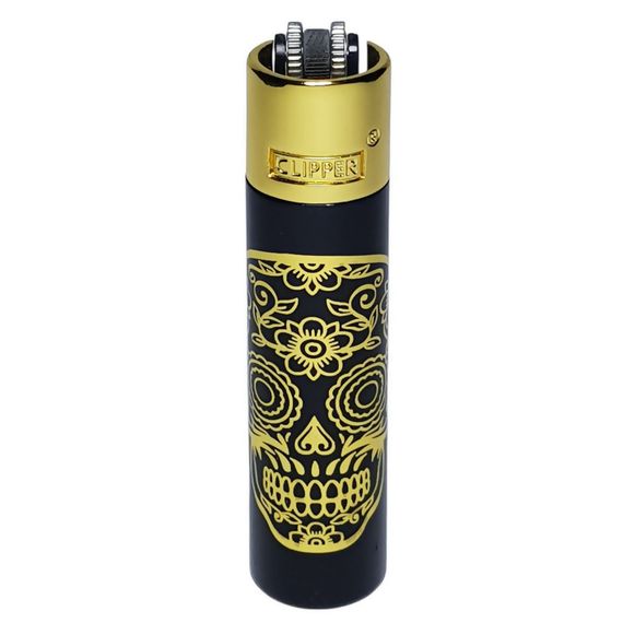 Газовая Зажигалка Клиппер Железная "Clipper Metal Mexican Skulls Gold" | Зображення 2