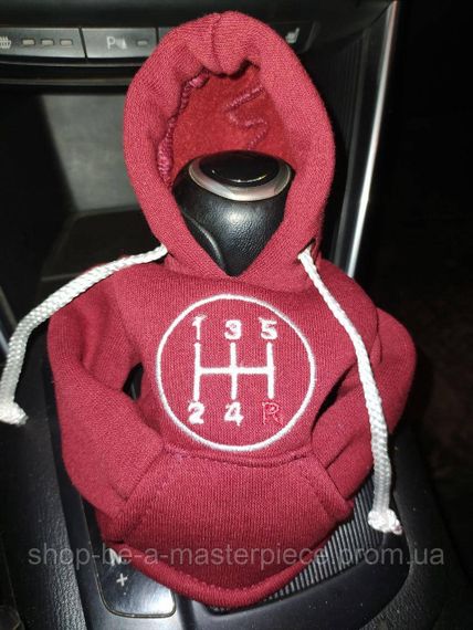 Чехол кофта Худи аксессуар на КПП Car Hoodie коробка передач бордовый подарок автомобилисту 10070