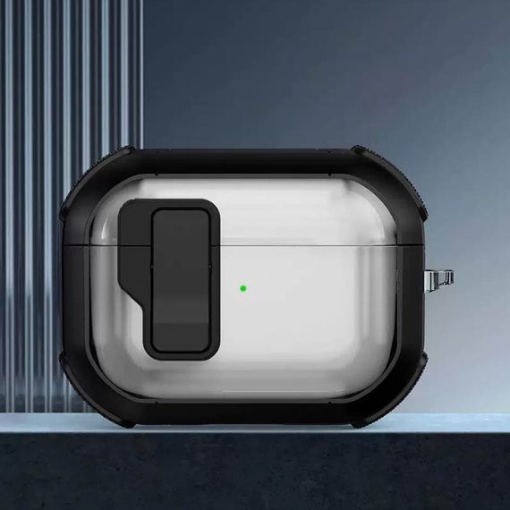 Футляр протиударний Locking Button для навушників Airpods Pro 2 / Pro Black | Зображення 1