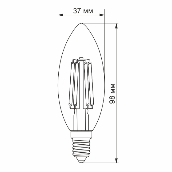 Лампа C37 6W E14 3000K 220V Filament LED Videx | Зображення 1