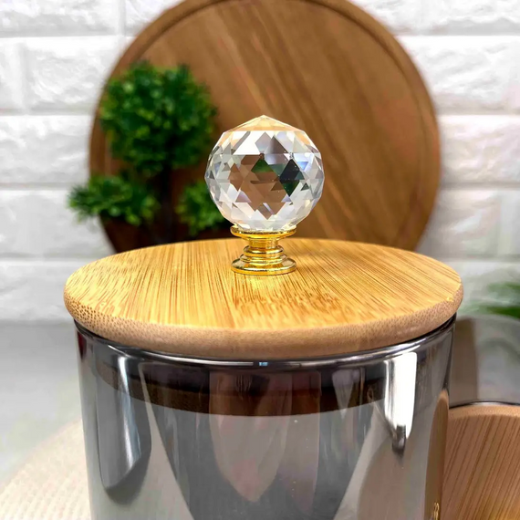 Банка для зберігання Smokey Crystal GK-5547 950 мл скло з бамбуковою кришкою та декоративною ручкою Серебристий | Зображення 1