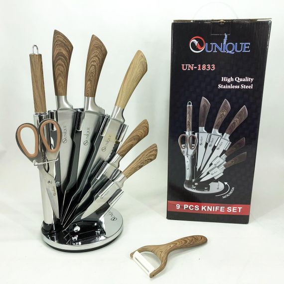 Кухонний ніж зі сталі нержавіючої UNIQUE, Хороші ножі для кухарів, Набір металевих ножів WA-37 | Зображення 3