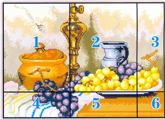 Набір для вишивання за нанесеною на канву схемою "Grapes and clay pots". AIDA 14CT printed 41*31 см | Зображення 3