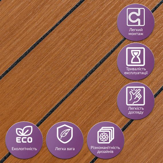 Покриття вінілове самоклеюче 3D рейки 600х600х2,8мм SW-00003246 | Зображення 4