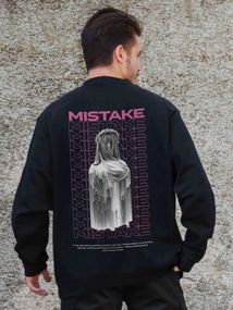 Утеплений оверсайз світшот на флісі з принтом Without Mistake Black