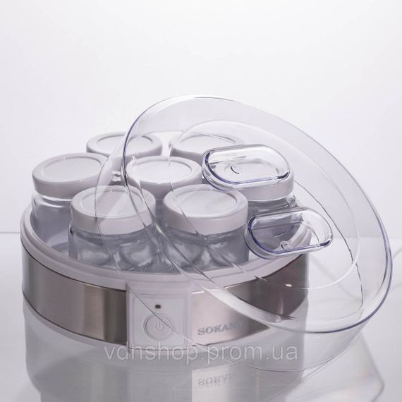 Йогуртниця електрична на 7 баночок по 180 (мл) апарат для приготування йогурту 20 Вт йогуртниця для дому SK-08017 | Зображення 2