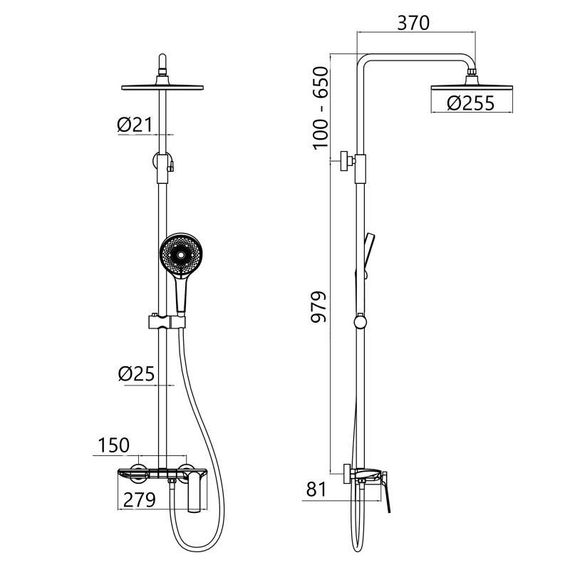 Душова система універсальна Qtap Slavonice на три споживача (з виливом) QTSLA111CRM45904 Chrome | Зображення 1