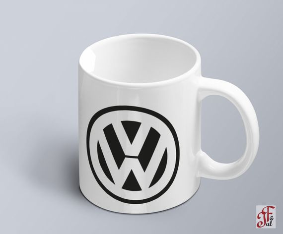 Чашка с принтом авто логотип  Volkswagen  (02010102021)