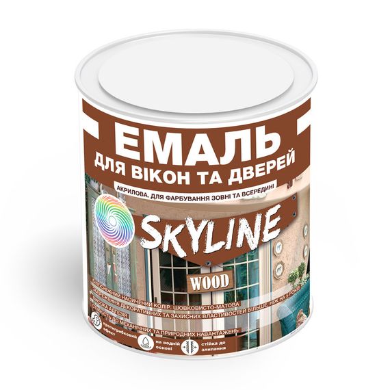 Емаль акрилова Для Вікон та Дверей SkyLine Wood Біла 0.75 л