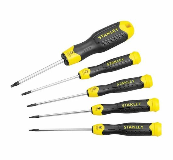 Набір викруток Stanley 5шт Coushen Grip TORX з отвором: ТТ5, ТT6, ТT8, ТТ10, ТТ15. (STHT2-65155)