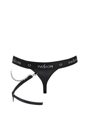 Труси стринги з екошкіри Passion 058 THONG BILL, Чорний, 2XL, 3XL, Великі розміри | Зображення 3
