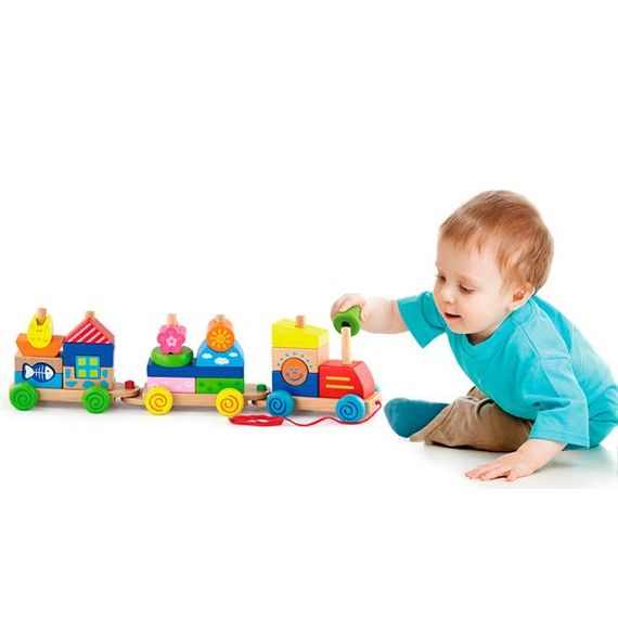 Дерев'яна каталка Viga Toys Поїзд із блоків (50089) | Зображення 3