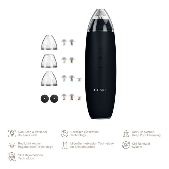 Мікродермабразійний пристрій для видалення чорних цяток GESKE MicroDermabrasion Blackhead Remover 7в1 black | Зображення 1