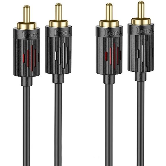 Кабель аудіо Hoco UPA29 2 RCA to 2 RCA red and white double lotus (1.5m) Black
