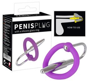 Стимулятор уретри - Penis Plug + Silicone Glans Ring Dilator Sex Aura