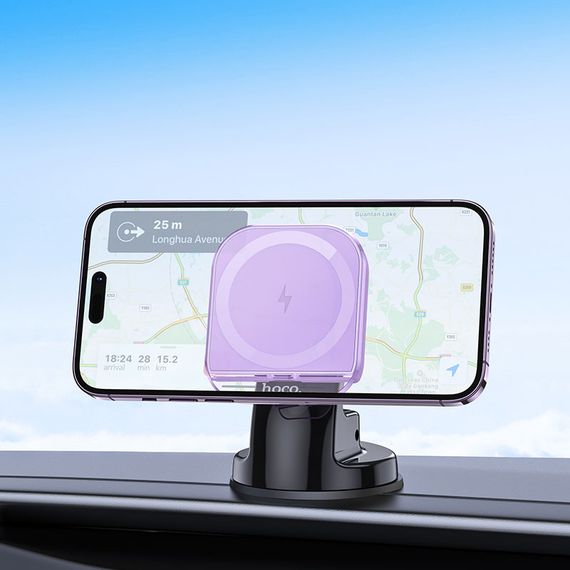 Автотримач з БЗП Hoco HW18 Crystal (center console) Romantic purple | Зображення 2