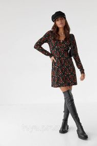 Коротке плаття з квітковим принтом колір зелений розмір M FL_000581