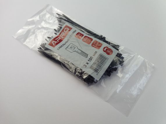 Хомут пластиковий APRO 100х3 (100 шт. в уп.) чорний, 1 ПАКОВКА (CT-B3100)