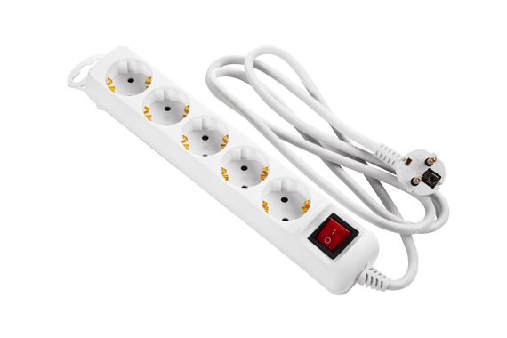 Мережевий подовжувач 2E  5XSchuko з вимикачем, 3G*1.5мм, 1.5м, white (2E-U05ESM1.5)
