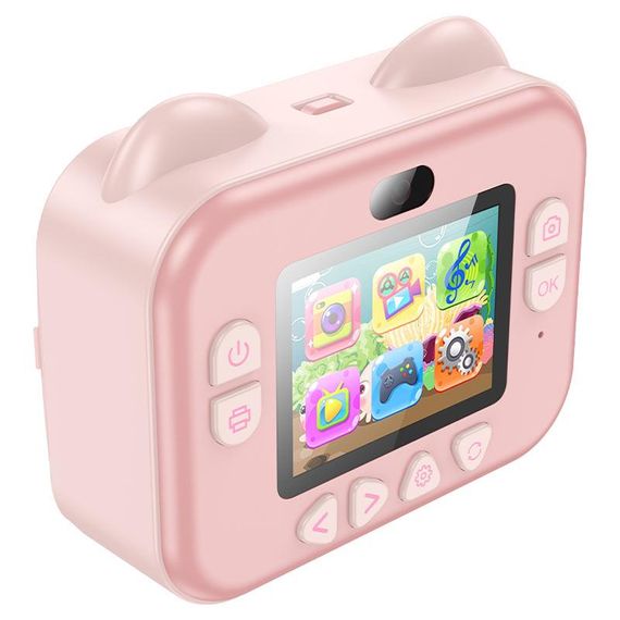 Дитячий фотоапарат HOCO DV204 з функцією миттєвого друку, підтримка microSD card, Pink, Box | Зображення 1