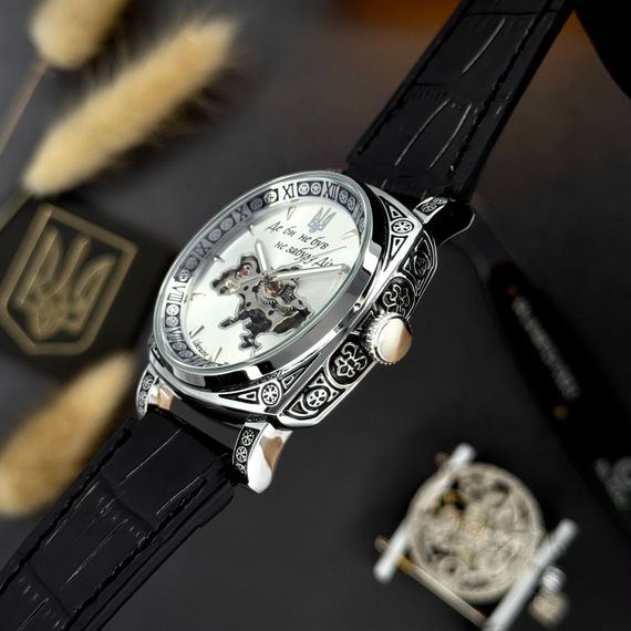 Класичний чоловічий годинник Awarder 021-3D Скелетон Не забуду дім Silver-White | Зображення 7