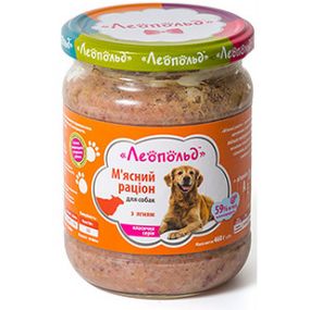 ЛЕОПОЛЬД М'ясний раціон з ягням для собак, скляна банка 460 г (6шт/уп)