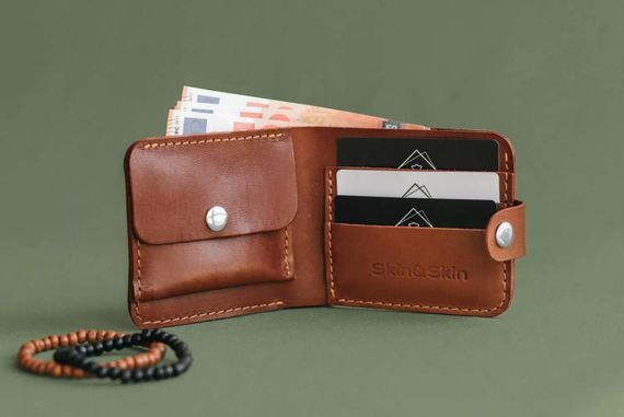 Шкіряний біфолд Skin and Skin 11.5х9.5 см Коньячний (SW01CO) | Зображення 4