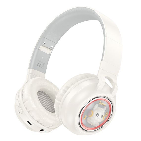 Накладные беспроводные наушники Hoco W50 Cute fun Milky White | Зображення 1