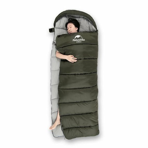 Спальник з капюшоном Naturehike U350 NH20MSD07, Hollow cotton, зелений | Зображення 1