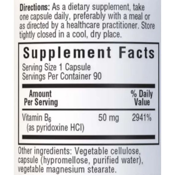 Пірідоксин Bluebonnet Nutrition Vitamin B6 50 mg 90 Veg Caps | Зображення 1