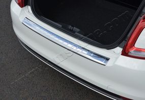 Накладка на задний бампер 3D/Cabrio (OmsaLine, нерж.) для Fiat 500/500L