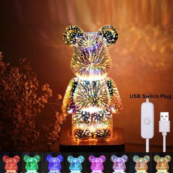 Ночник 3D Bearbrick Мишка KX197 8 кольорів, RGB+Тепле Світло (47075-KX197_407) | Зображення 8