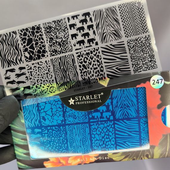 Пластина с трафаретом 247 для стемпинга Starlet Professional (12х6см)