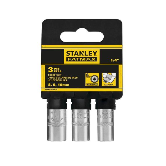 Набір торцевих головок 1/4 Maxi Drive, із шестигранним профілем, 3 шт: 8, 9, 10 мм STANLEY FMMT17091-0 | Зображення 1