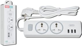 Подовжувач мережі 2 розетки/3USB/1.8М XO WL04 білий (MAW-41695_407)