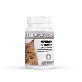 Вітаміни UNICUM premium для котів мультивітамін 100табл. 50г/10