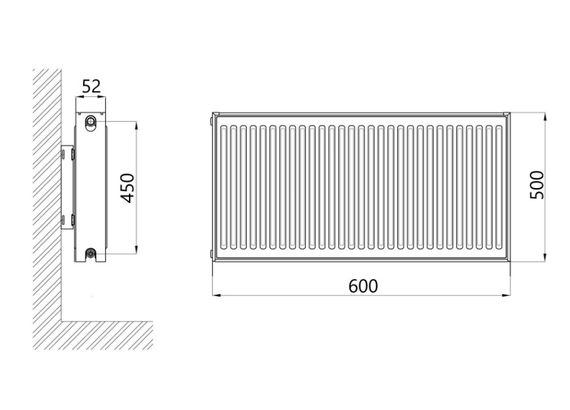 Радіатор сталевий Thermo Alliance IMAS 11 тип 500x600 мм бічне підключення (TAI11500600K) | Зображення 1