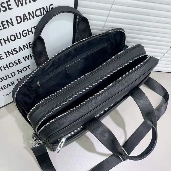 Шкіряна чоловіча ділова сумка-портфель портфель для ноутбука чорний Tiding Bag 56901 | Зображення 5