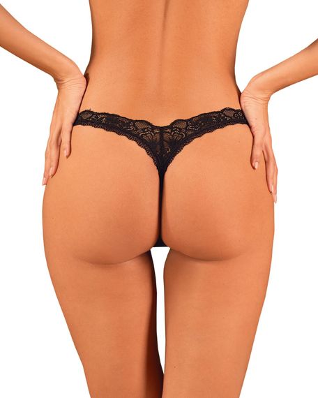 Мереживні стрінги Obsessive Donna Dream thong M/L Black, низька посадка | Зображення 1