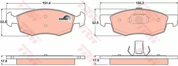 Гальмівні колодки дискові FIAT Doblo/Doblo Cargo, TRW (GDB1588)