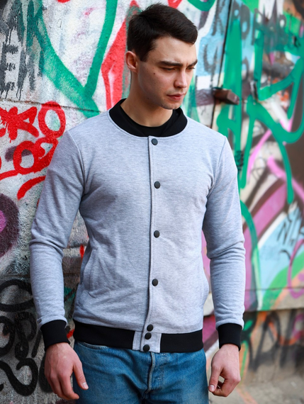 Бомбер ґудзик сірий S M | Зображення 1