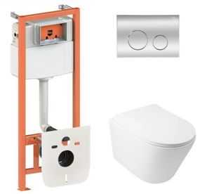 Набір Qtap Nest 4 в 1 підвісний унітаз Swan Ultra Quiet 485x360x320 + комплект інсталяції QT16335179W45151