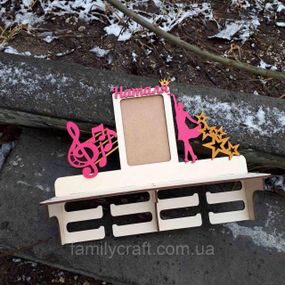 Медальниця з фоторамкою і полицею для кубків Дерев'яний тримач для медалей Органайзер для нагород танці музика