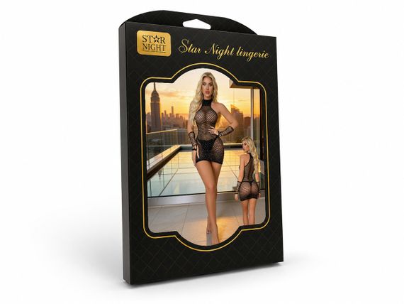 Сукня зі стразами  сітка Star Night та манжети, чорна, OS (S–L) Sex Aura | Зображення 4