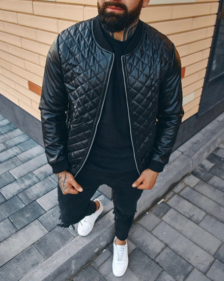 Кожанка Ромб чёрный S | Зображення 2