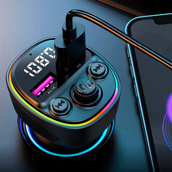 Автомобильный FM ФМ модулятор Terra СS2, Bluetooth 5.0, трансмиттер, вольтметр, быстрая зарядка 66 Вт | Зображення 1