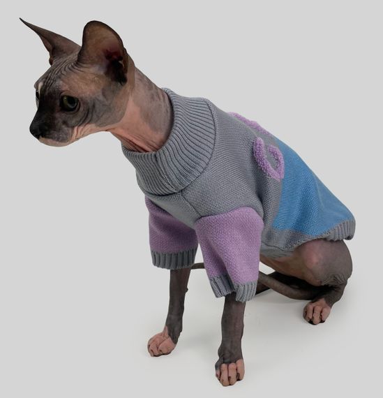 Светр для котiв в'язаний CAT блакитно сірий SC-9 | Зображення 1