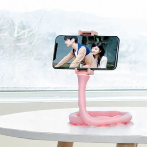 Гибкий держатель для телефона с присосками универсальный Cute Worm Lazy Holder. CI-533 Цвет: розовый | Зображення 4